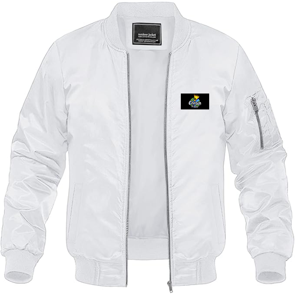 Men's Cartoon Pizza Logo Lightweight Bomber Jacket Windbreaker Softshell Varsity Jacket Coat