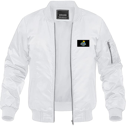 Men's Cartoon Pizza Logo Lightweight Bomber Jacket Windbreaker Softshell Varsity Jacket Coat