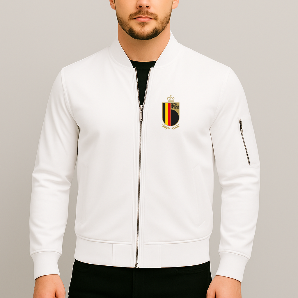 Men's Belgium National Soccer Team Lightweight Bomber Jacket - White