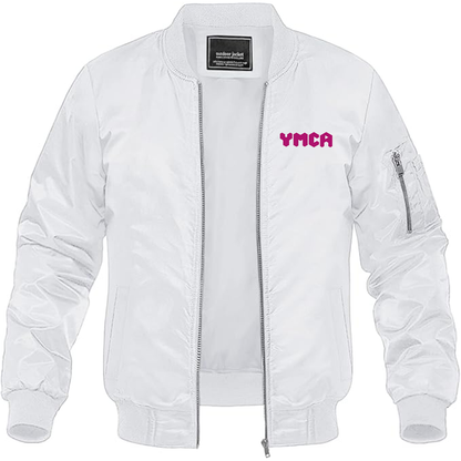 Men's  YMCA Mauve Lightweight Bomber Jacket Windbreaker Softshell Varsity Jacket Coat