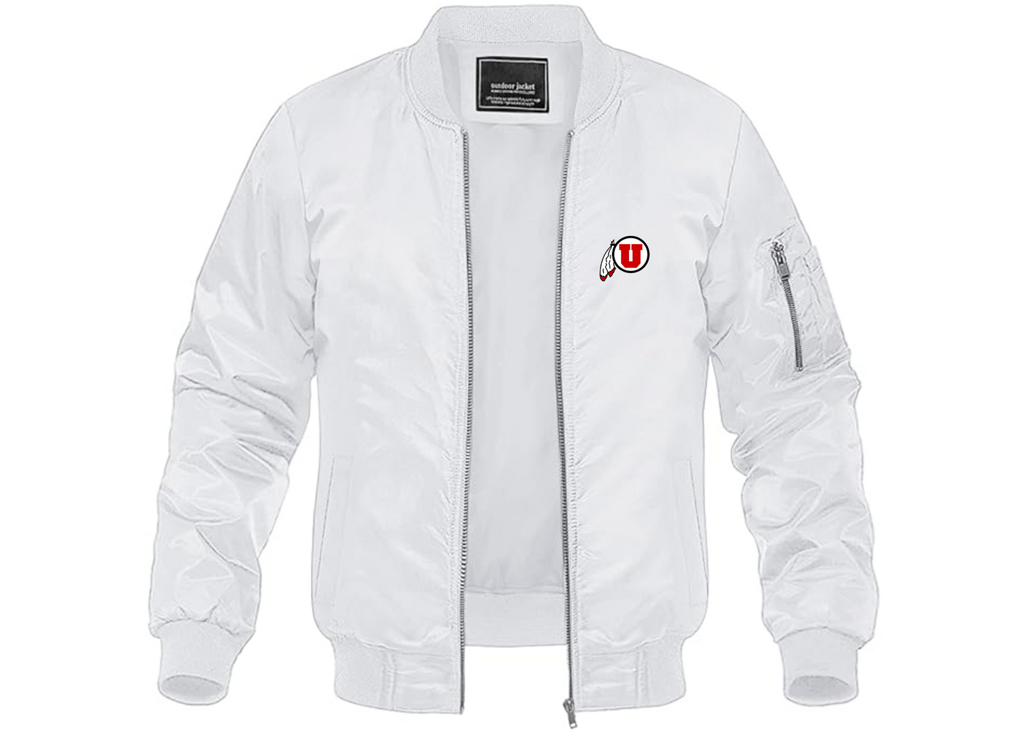 Men's Utah Utes Lightweight Bomber Jacket Windbreaker Softshell Varsity Jacket Coat