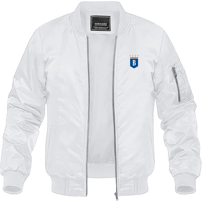 Men's  Burlington Royal  Logo Lightweight Bomber Jacket Windbreaker Softshell Varsity Jacket Coat