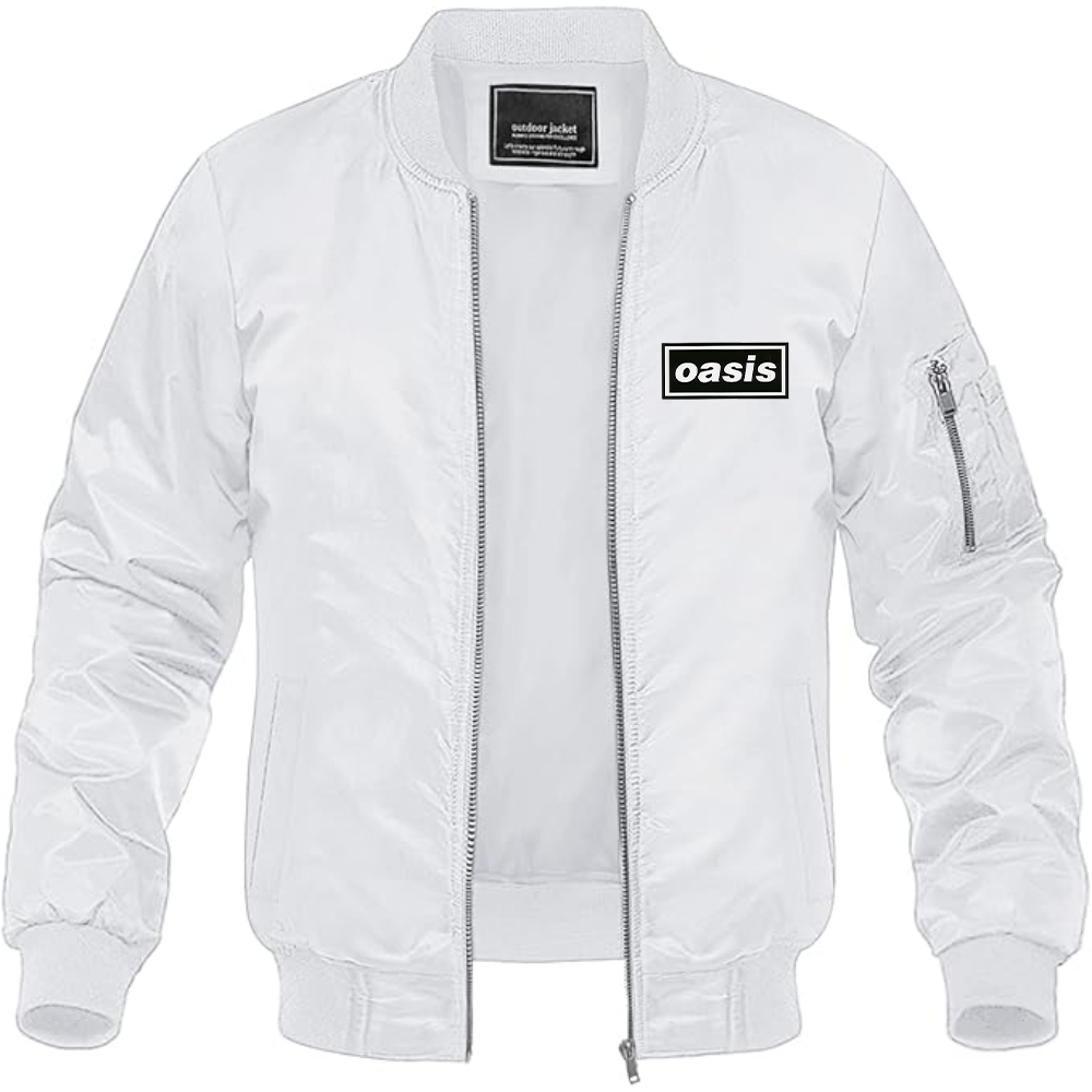 Men's Oasis Logo Lightweight Bomber Jacket Windbreaker Softshell Varsity Jacket Coat