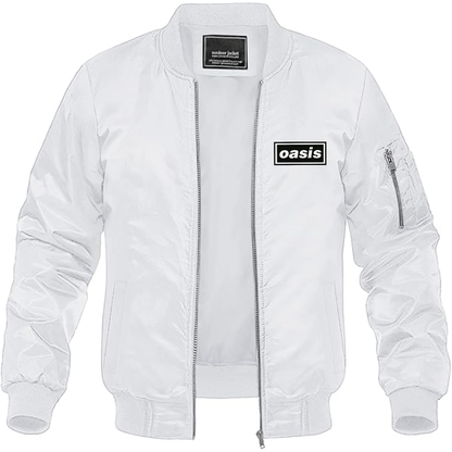 Men's Oasis Logo Lightweight Bomber Jacket Windbreaker Softshell Varsity Jacket Coat
