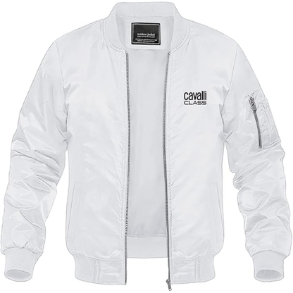 Men's Cavalli Class Logo Lightweight Bomber Jacket Windbreaker Softshell Varsity Jacket Coat