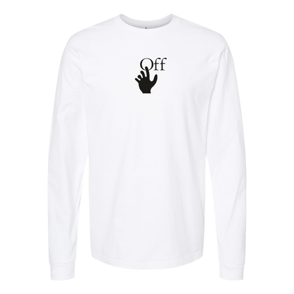 Men's  Off-White Hand Logo Cotton Long Sleeve T-Shirt