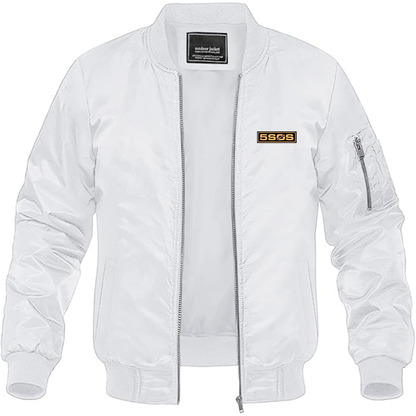 Men's 5sos Logo Lightweight Bomber Jacket Windbreaker Softshell Varsity Jacket Coat