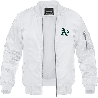 Men's Athletics Logo Lightweight Bomber Jacket Windbreaker Softshell Varsity Jacket Coat