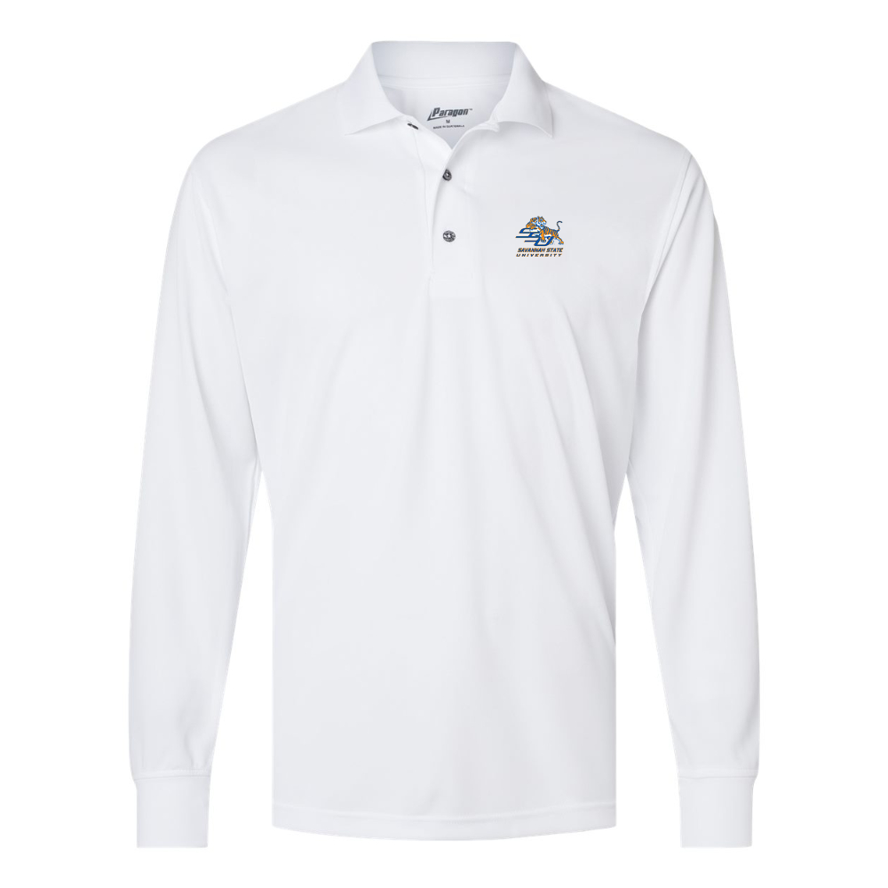 Men's Savannah State Tigers Logo Paragon Prescott Long Sleeve Polo