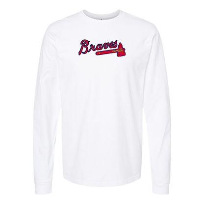 Youth Atlanta Braves Logo Cotton Long Sleeve T-Shirt