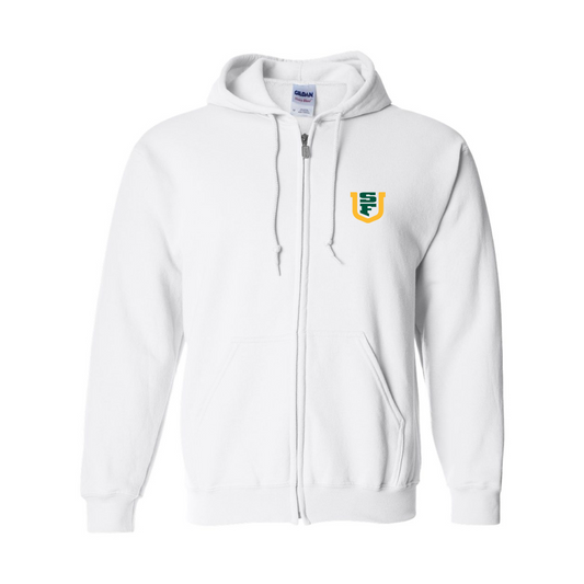 Men's San Francisco Dons Logo Gildan  Heavy Blend Full Zip Hooded Sweatshirt