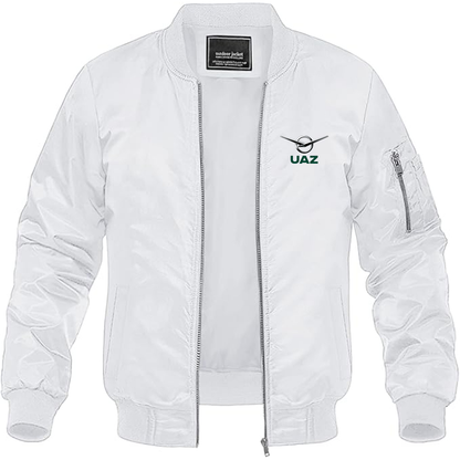 Men's UAZ Logo Lightweight Bomber Jacket Windbreaker Softshell Varsity Jacket Coat
