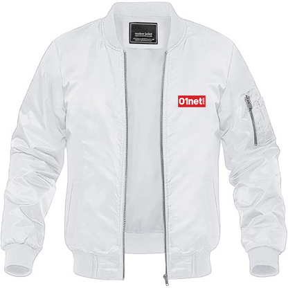 Men's 01net Logo Lightweight Bomber Jacket Windbreaker Softshell Varsity Jacket Coat