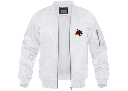 Men's Texas State Bobcats Lightweight Bomber Jacket Windbreaker Softshell Varsity Jacket Coat