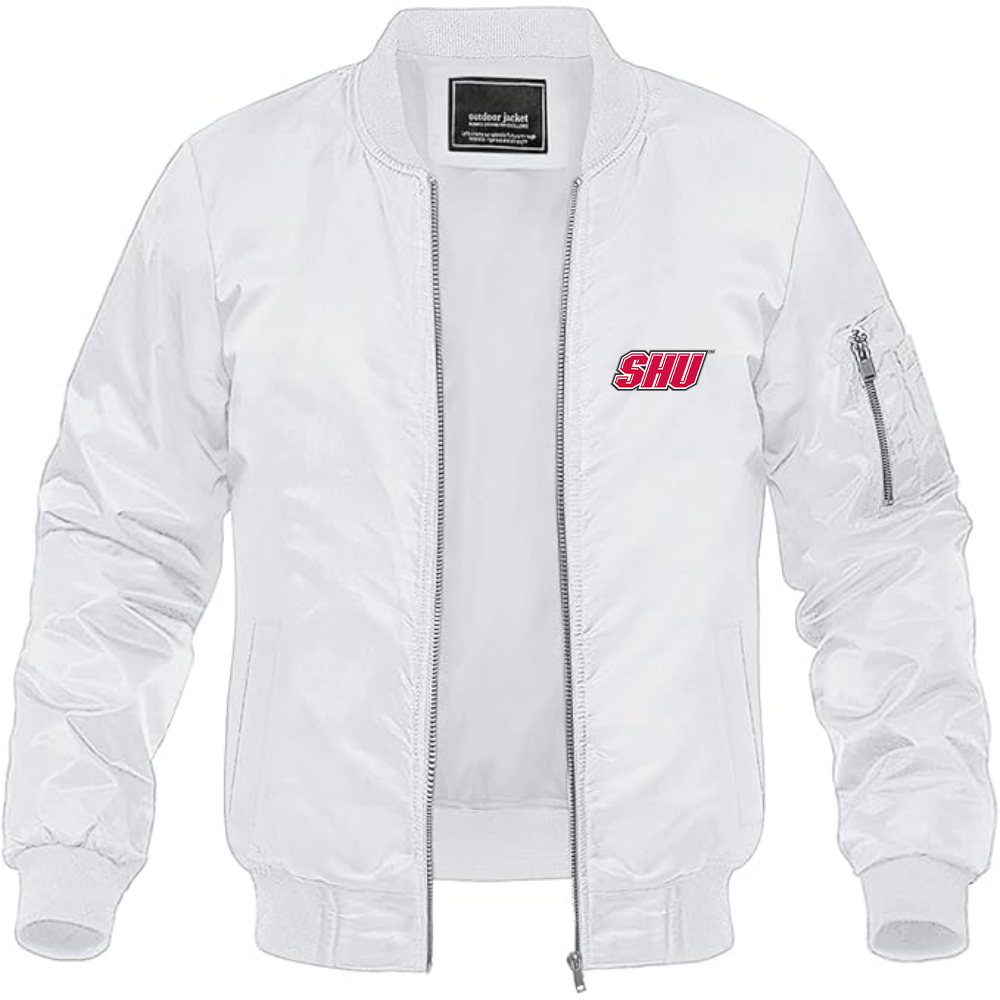 Men's Sacred Heart Pioneers Logo Lightweight Bomber Jacket Windbreaker Softshell Varsity Jacket Coat
