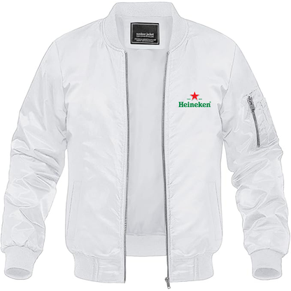 Men's Heineken Logo Lightweight Bomber Jacket Windbreaker Softshell Varsity Jacket Coat
