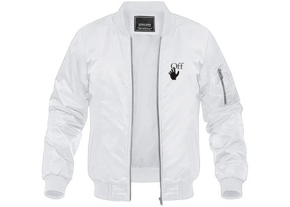 Men's Off-White Hand Lightweight Bomber Jacket Windbreaker Softshell Varsity Jacket Coat