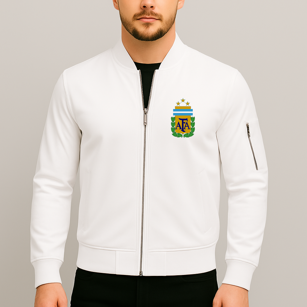 Men's Argentina National Soccer Team Lightweight Bomber Jacket - White