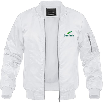 Men's  Seminis  Logo  Lightweight Bomber Jacket Windbreaker Softshell Varsity Jacket Coat