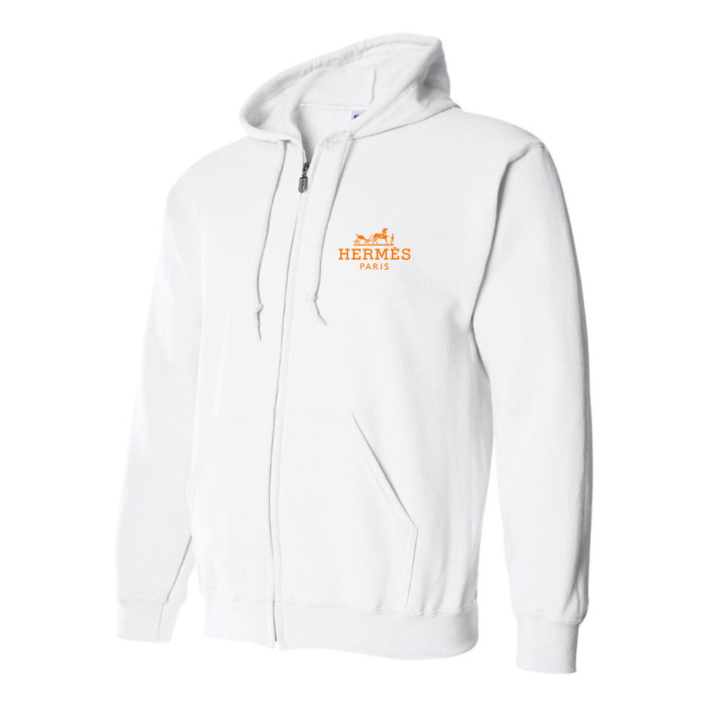 Men's Hermès Logo Zipper Hoodie