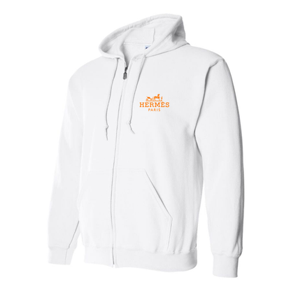 Men's Hermès Logo Zipper Hoodie