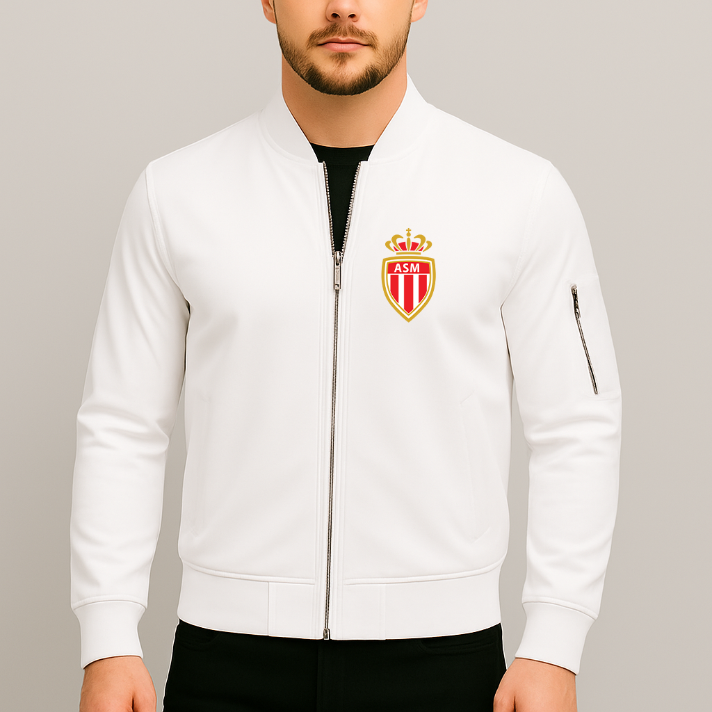 Men's AS Monaco FC Lightweight Bomber Jacket - White