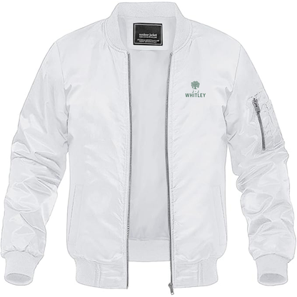 Men's JJ Whitley Logo Lightweight Bomber Jacket Windbreaker Softshell Varsity Jacket Coat