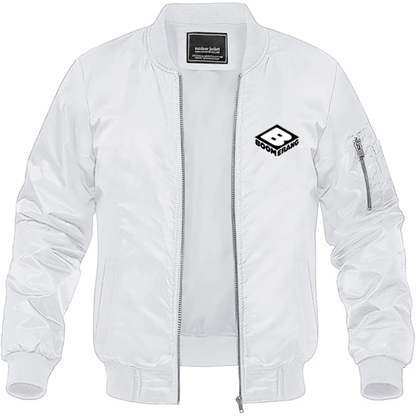 Men's Boomerang Logo Lightweight Bomber Jacket Windbreaker Softshell Varsity Jacket Coat