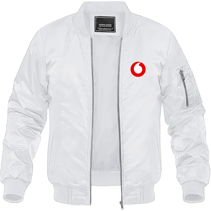 Men's Vodafone Logo Lightweight Bomber Jacket Windbreaker Softshell Varsity Jacket Coat