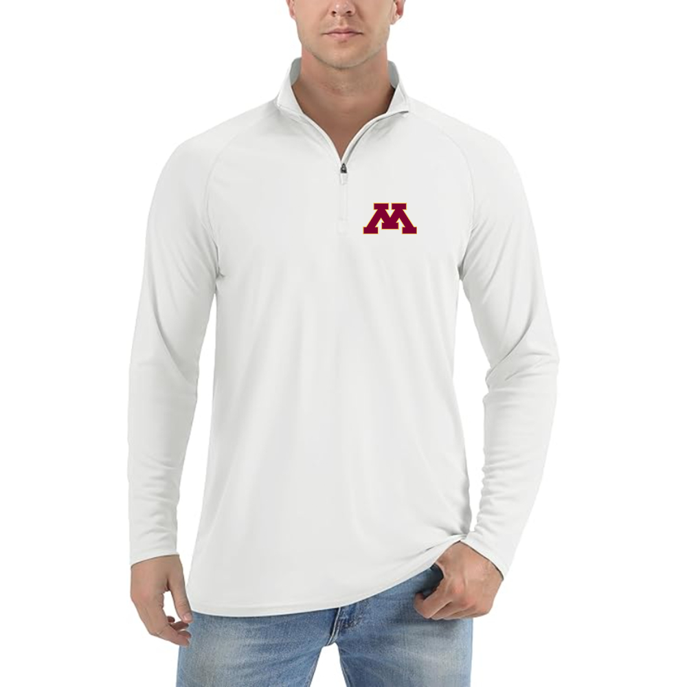 Men's Minnesota Golden Gophers Logo Lightweight Quarter-Zip Athletic Shirt Long Sleeve Performance Wear