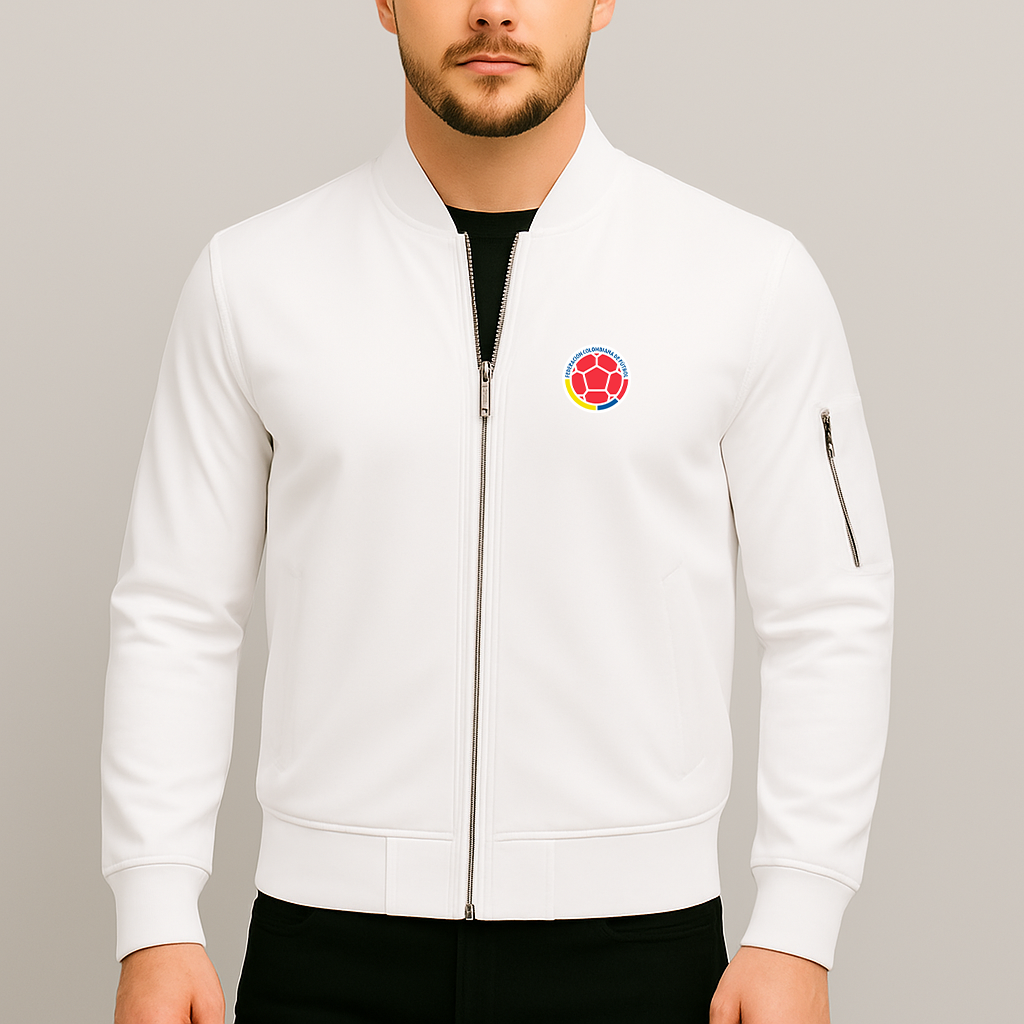 Men's Colombia National Soccer Team Lightweight Bomber Jacket - White