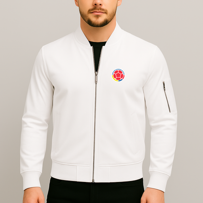 Men's Colombia National Soccer Team Lightweight Bomber Jacket - White