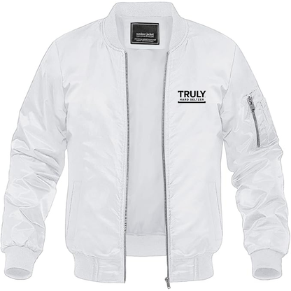 Men's Truly Logo Lightweight Bomber Jacket Windbreaker Softshell Varsity Jacket Coat