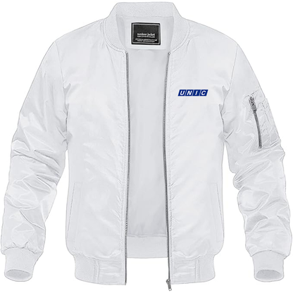 Men's Unic Logo Lightweight Bomber Jacket Windbreaker Softshell Varsity Jacket Coat