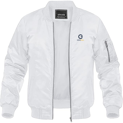 Men's Geekmall Logo Lightweight Bomber Jacket Windbreaker Softshell Varsity Jacket Coat