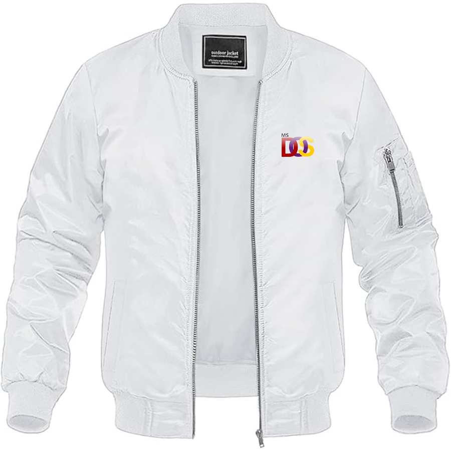 Men's MS DOS Logo Lightweight Bomber Jacket Windbreaker Softshell Varsity Jacket Coat