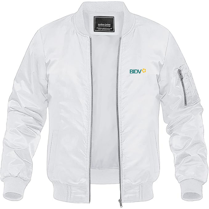 Men's BIDV Logo Lightweight Bomber Jacket Windbreaker Softshell Varsity Jacket Coat