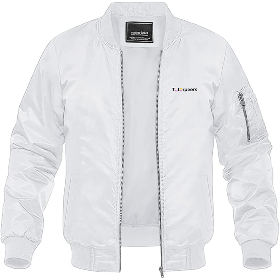 Men's Tutorpeers Logo Lightweight Bomber Jacket Windbreaker Softshell Varsity Jacket Coat