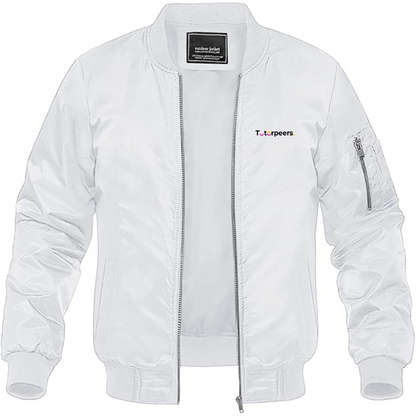 Men's Tutorpeers Logo Lightweight Bomber Jacket Windbreaker Softshell Varsity Jacket Coat