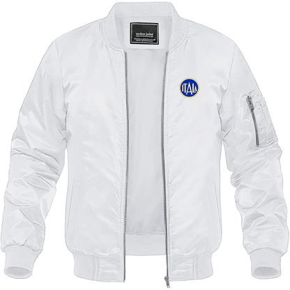Men's  Itala Logo Lightweight Bomber Jacket Windbreaker Softshell Varsity Jacket Coat
