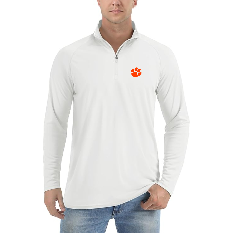 Men's Clemson Tigers Lightweight Quarter-Zip Athletic Shirt Long Sleeve Performance Wear