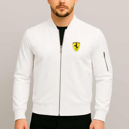 Men’s Ferrari Motorsport Car Lightweight Bomber Jacket - White