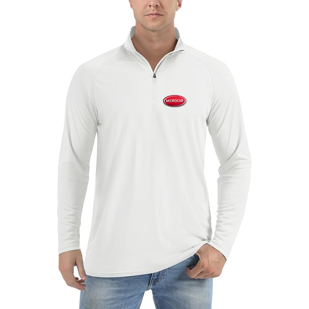 Men's Microcar Logo Lightweight Quarter-Zip Athletic Shirt Long Sleeve Performance Wear