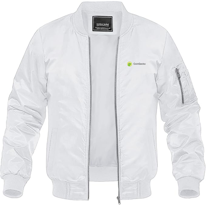 Men's CoinGecko Logo Lightweight Bomber Jacket Windbreaker Softshell Varsity Jacket Coat