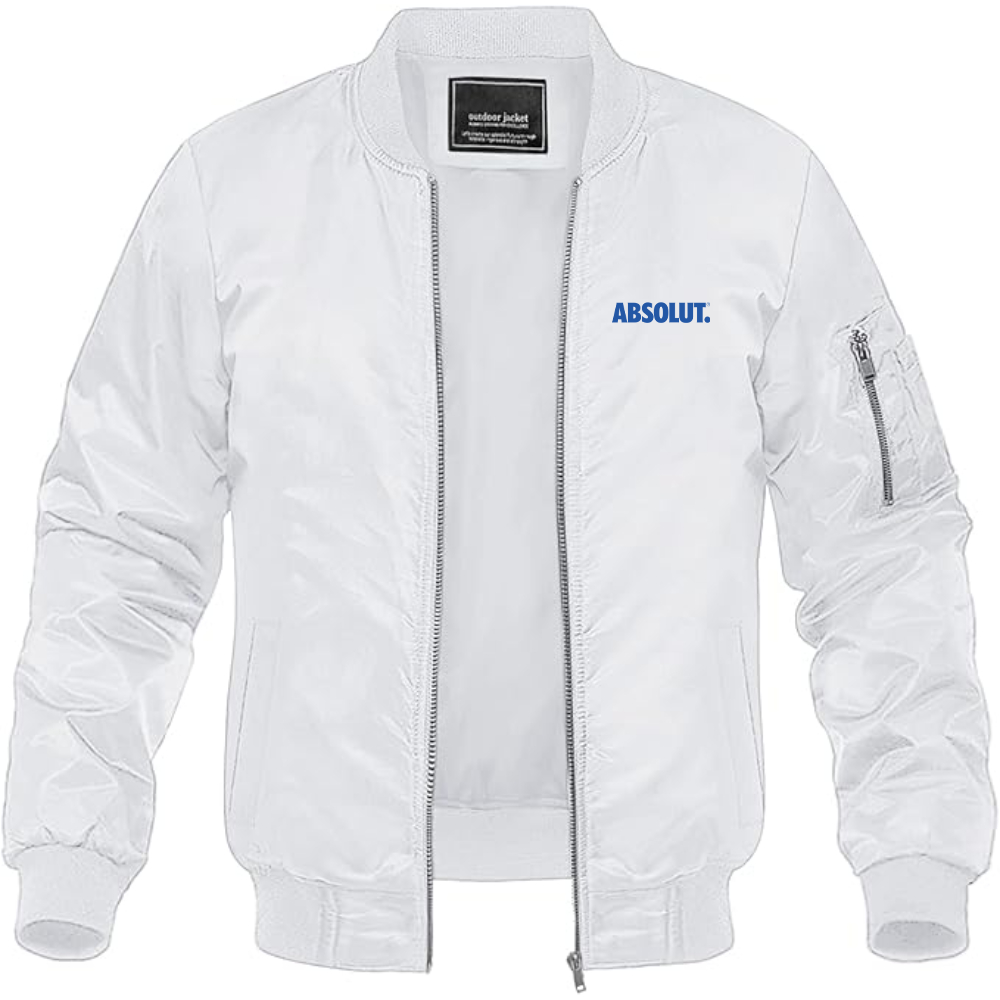 Men's Absolut Logo Lightweight Bomber Jacket Windbreaker Softshell Varsity Jacket Coat