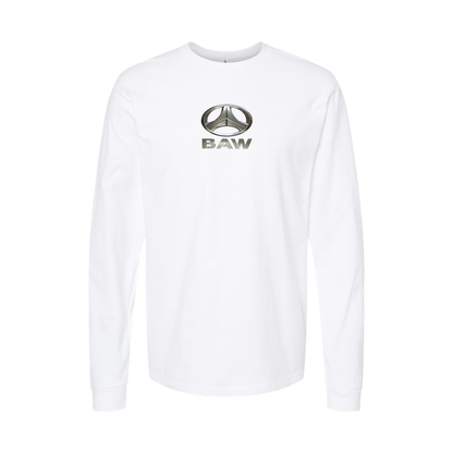 Youth Beijing Automobile Works Logo Cotton Long Sleeve T-Shirt