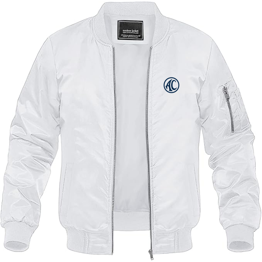 Men's AC Logo Lightweight Bomber Jacket Windbreaker Softshell Varsity Jacket Coat
