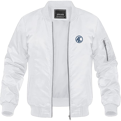 Men's AC Logo Lightweight Bomber Jacket Windbreaker Softshell Varsity Jacket Coat