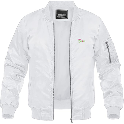 Men's Cyber Florist Logo Lightweight Bomber Jacket Windbreaker Softshell Varsity Jacket Coat