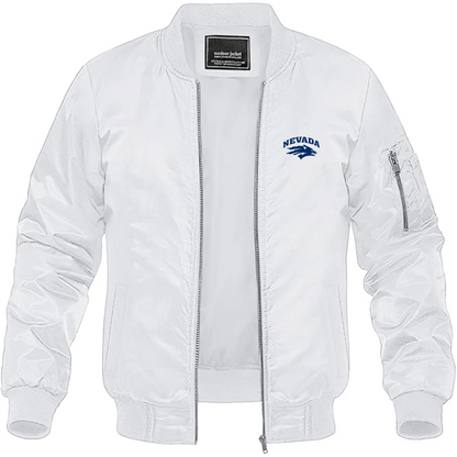 Men's Nevada Wolf Pack Logo Lightweight Bomber Jacket Windbreaker Softshell Varsity Jacket Coat